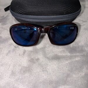 Costa Dark Frame Blue Lens Sunglasses